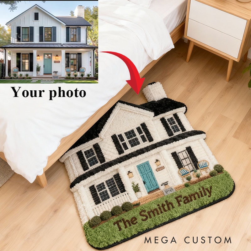 Personalized Custom House Photo Doormat Unique Family Name Design Durable Decorative Rug Perfect For Entryways Porches Housewarming Gift Or Home Decor