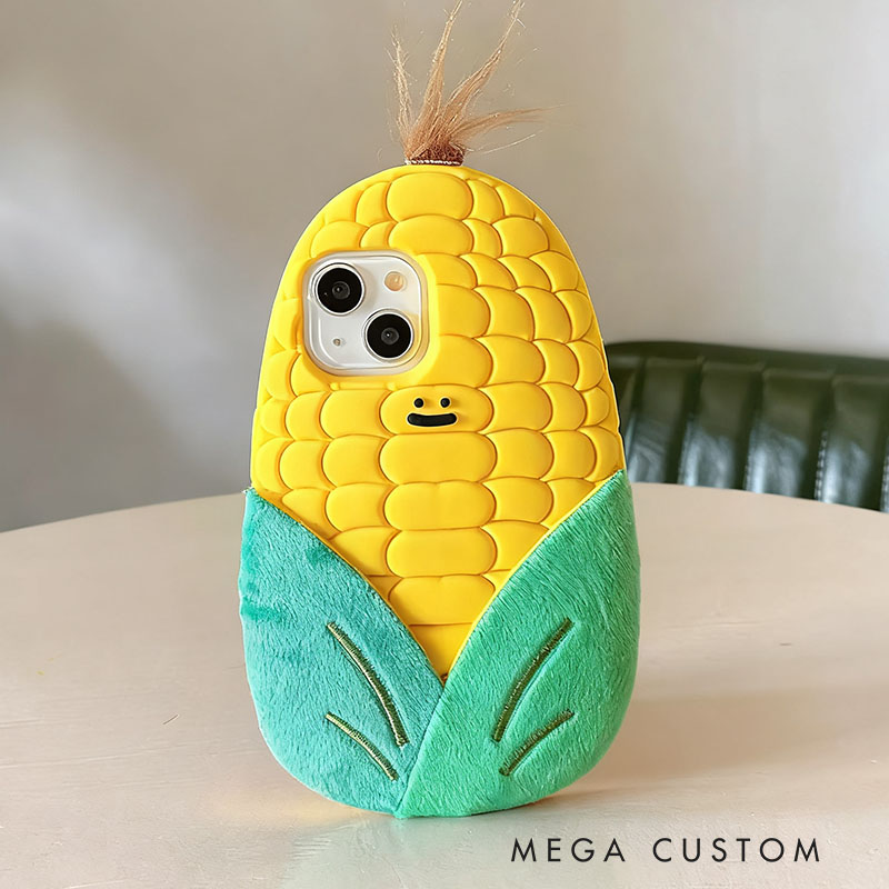 3D Corn Cute Silicone Stand Phone Case Cover for Apple iphone 16 15 14 13 Pro Max