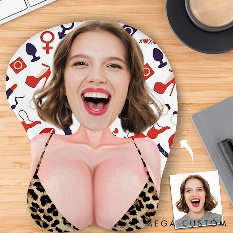 Personalized Girlfriend Wife Face Naughty Funny 3D Mouse Pad Custom Man 3D Mouse Pad with Women Face Photo Gaming Gift Couple Boyfriend Husband Gift