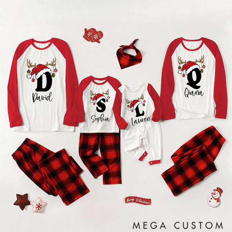 Personalized Personalized Matching Family Christmas Pajama Set Reindeer Pajamas for Family