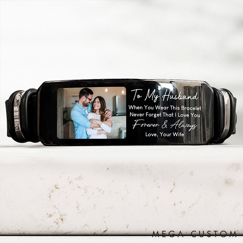 Personalized Couple Photo Bracelet Custom To My Husband Gift I Love You Forever Always Anniversary Valentines Gift Bracelet for Husband