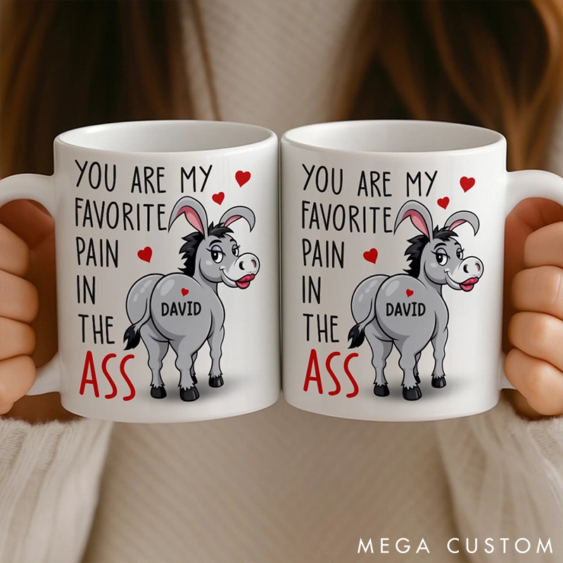 Personalized You Are My Favorite Pain in the Ass Mug Custom Funny Donkey Mug for Husband Boyfriend Valentine's Gift Mug for Him