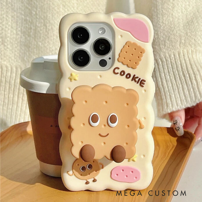 3D Cookie Silicone Protective Phone Case Cover for iPhone 16 15 14 13 Pro Max