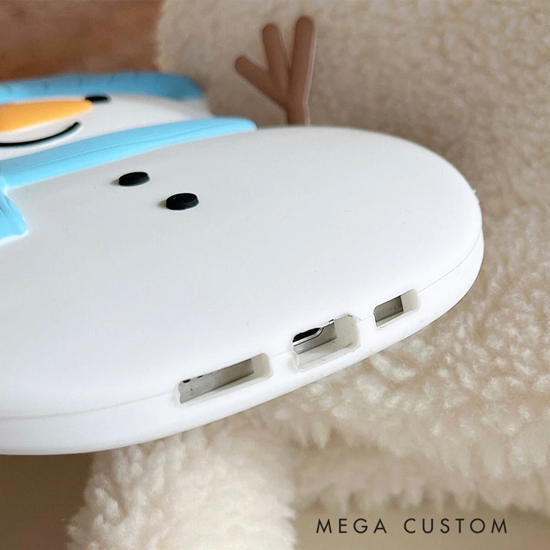 Winter Snowman Blue 3D Cute For iPhone 16 15 14 13 Pro Max Silicone Phone Case Cover