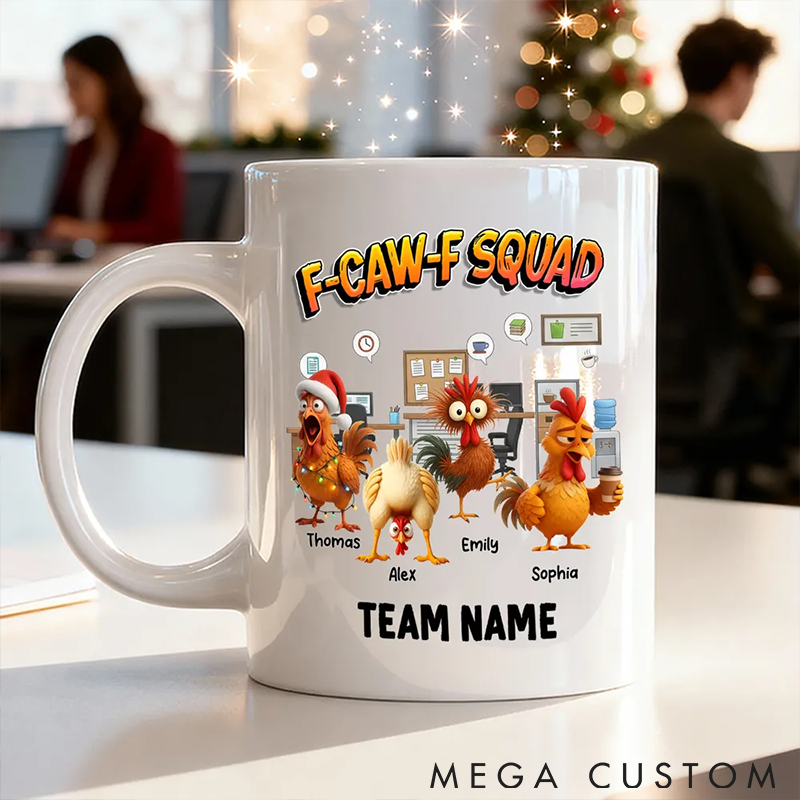 Personalized Pet Lover F Caw F Squad Funny Chicken Staff Mugs