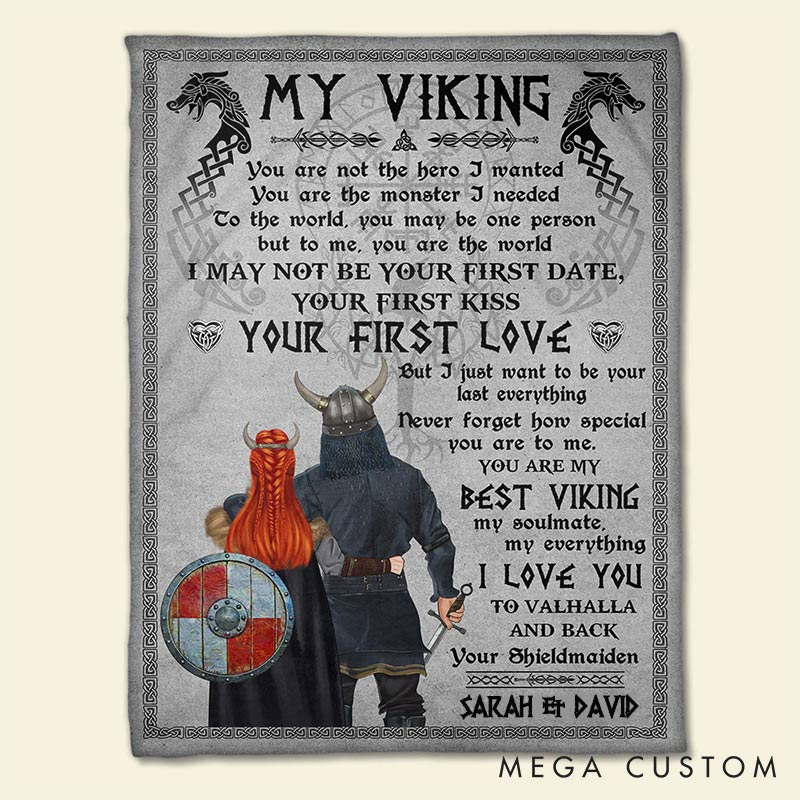 Personalized You Are My Best Viking Blanket Custom Names Viking Couple Gifts for Couple for Wife Husband Valentine's Gifts for Girlfriend boyfriend