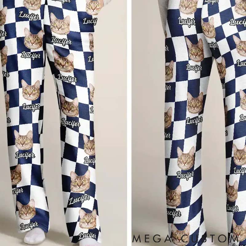 Personalized Pet Lover Custom Photo Family Pet Face Cut Pants Pajamas