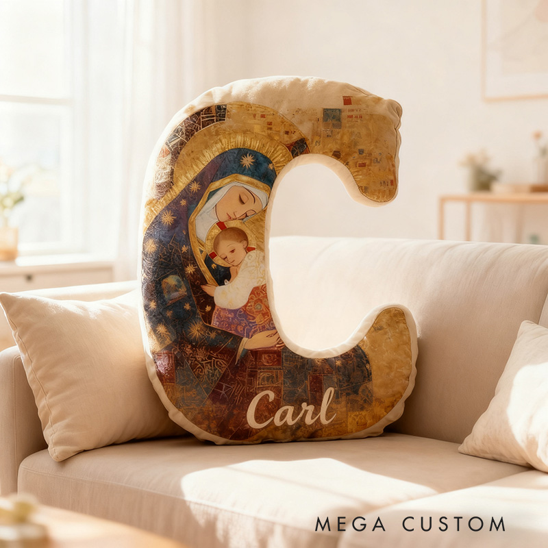 Personalized Our Lady of Guadalupe Baby Jesus Letter Pillow with Custom Name Religious Home Decor Catholic Gift for Her Graphic 3D Print Pillow