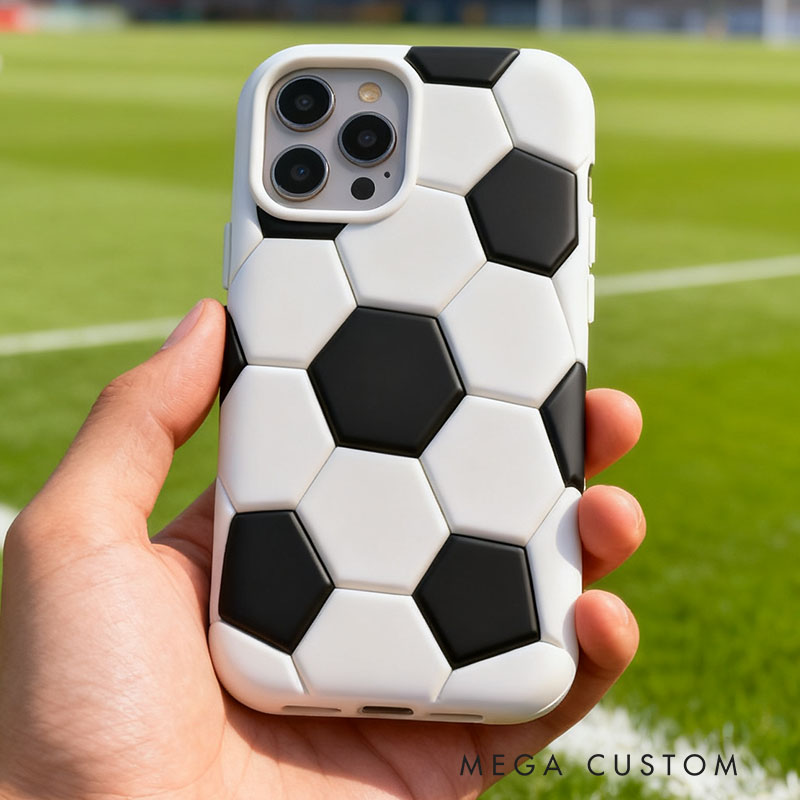 Soccer Ball 3D for iPhone 17 16 15 14 13 Pro Max Silicone Phone Case Cover