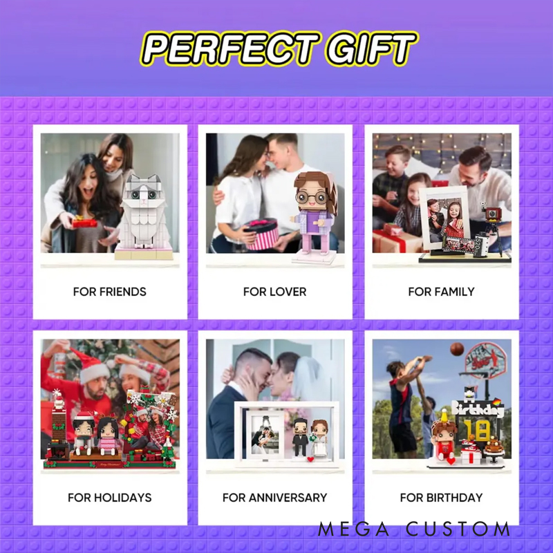 Personalized Christmas Custom Human & Dog Brick Set - Personalized Minifigure Building Blocks, Custom Photo Pet & Owner Holiday Gift