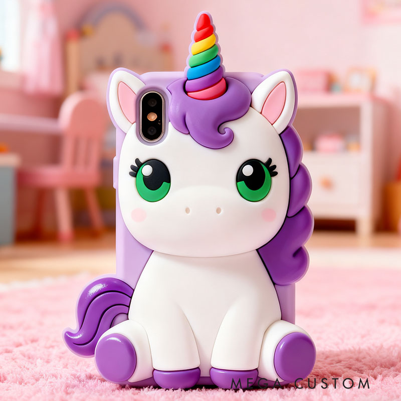 Purple Dream Horse 3D for iPhone 17 16 15 14 13 Pro Max Silicone Phone Case Cover