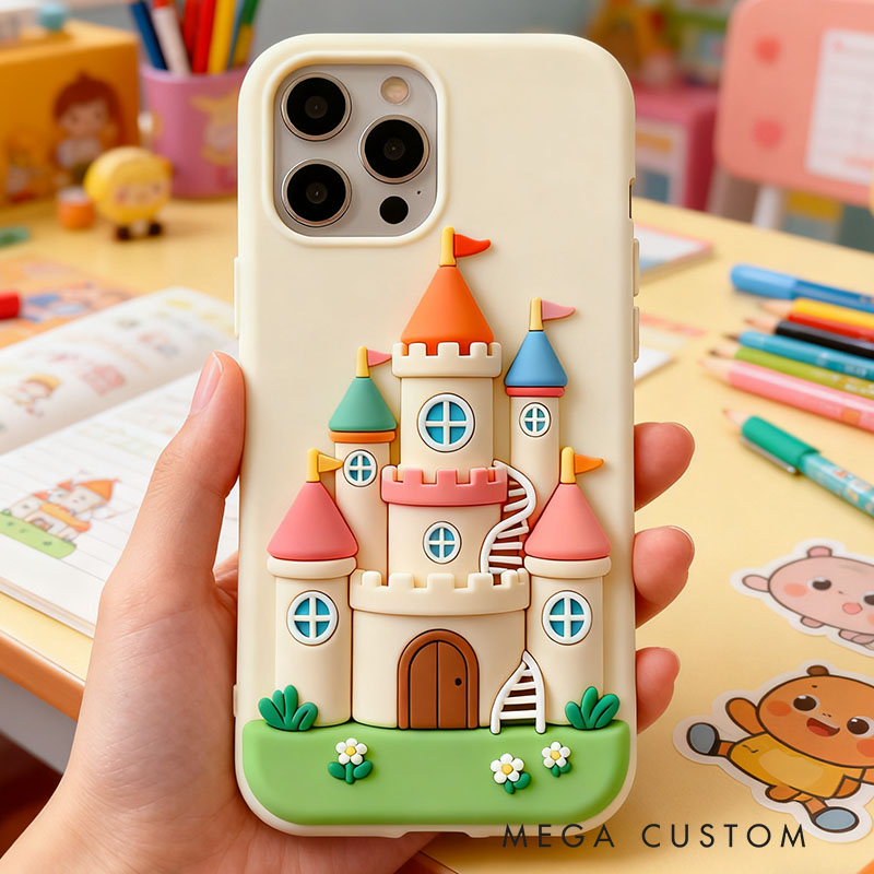 Cartoon Castle 3D for iPhone 17 16 15 14 13 Pro Max Silicone Phone Case Cover