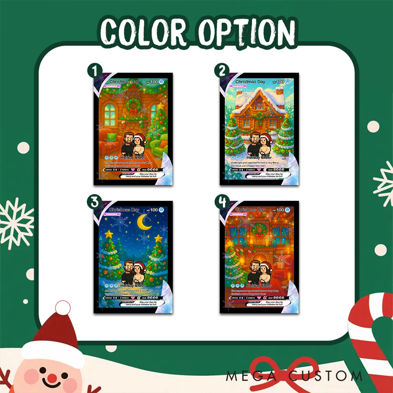 Personalized Custom Merry Christmas Card Present for Family Turn Your Photo into a Unique Collectible Pixel Man Style Card Xmas Gift