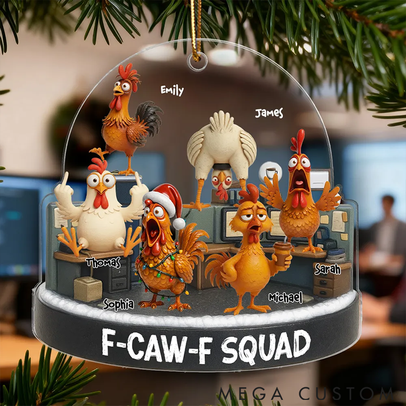 Personalized Pet Lover F Caw F Squad Funny Chicken Staff Ornament