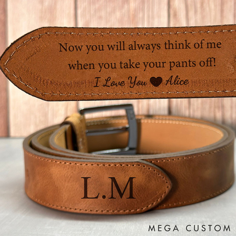Personalized Husband Valentines Gift Custom Men's Leather Belt for Husband Boyfriend Anniversary Gift Belt from Wife Girlfriend