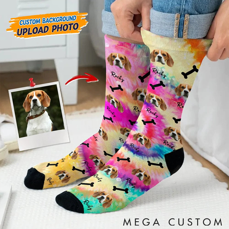 Personalized Pet Lover Custom Photo Dog Comfortable Mid-Calf Socks