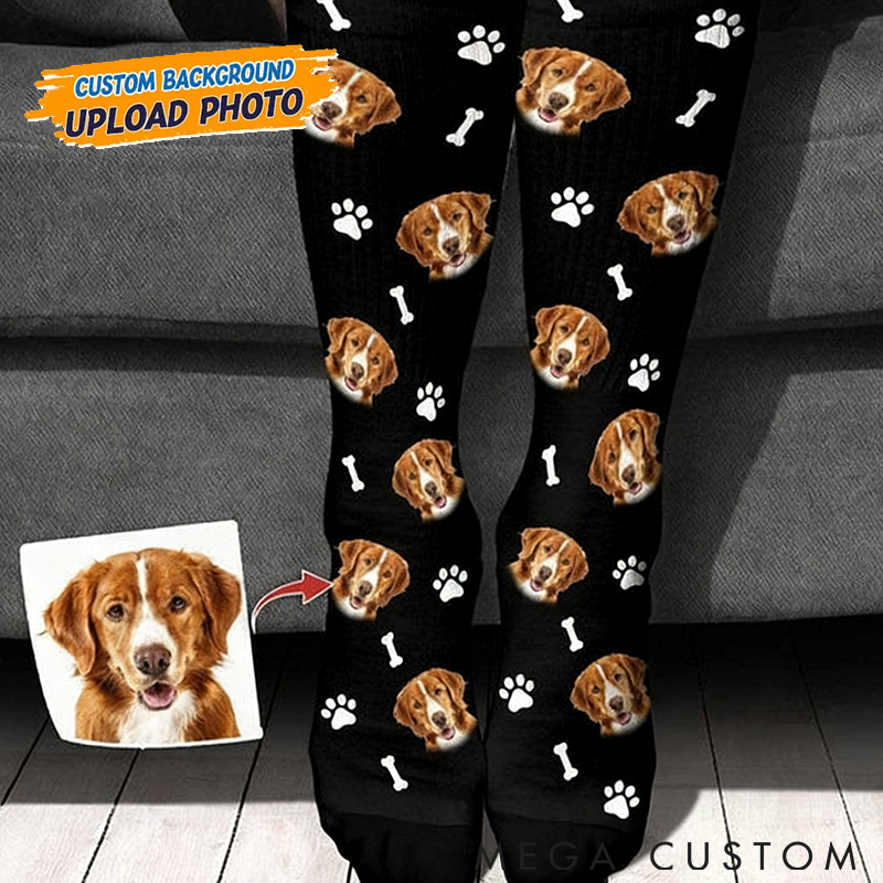 Personalized Pet Lover Custom Pet Photo and Icons Comfortable Mid-Calf Socks