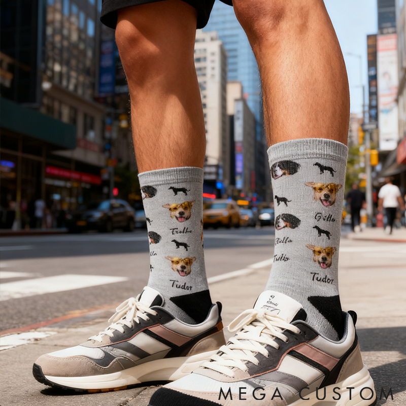 Personalized Pet Lover Custom Pet Photo Icons Comfortable Mid-Calf Socks