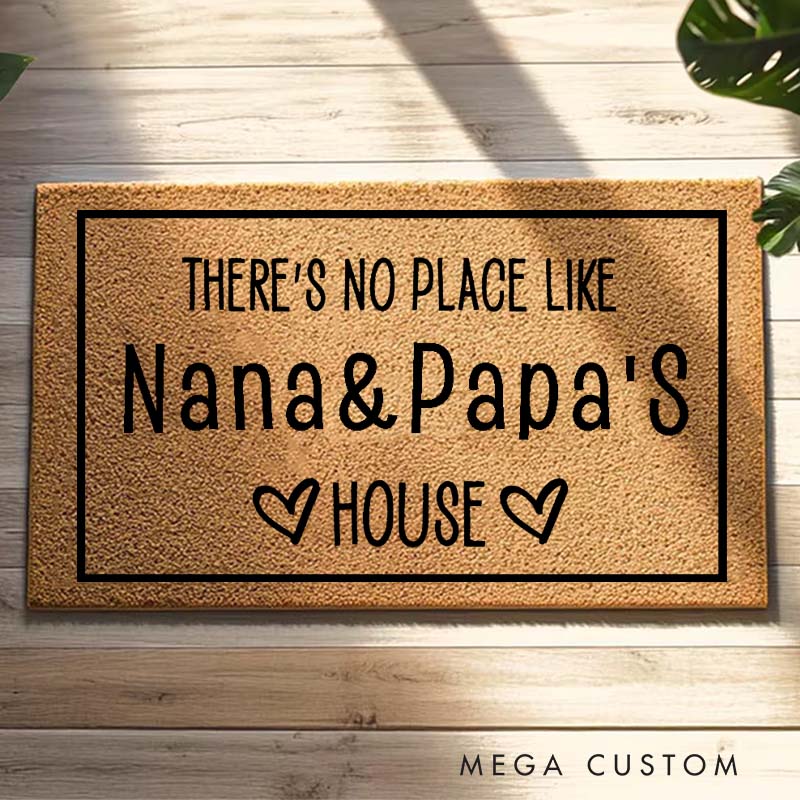 Theres No Place Like Grandparents House Doormat Custom Welcome Mat for Grandparents Gift Personalized Home Decor Nana And Papa Housewarming Gifts