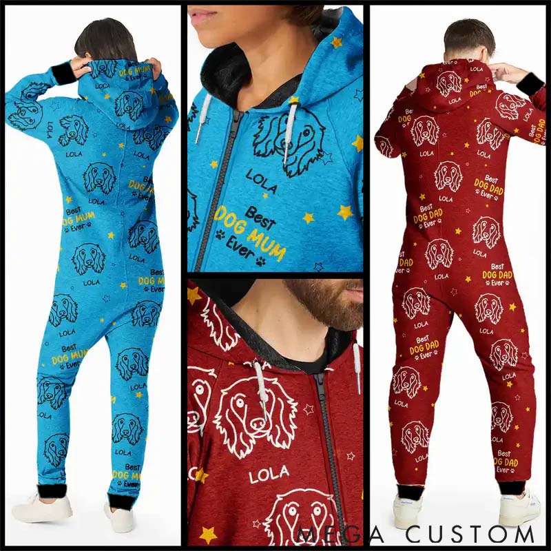Personalized Pet Lover Dogs Face Line Sketch Best Dog Mum Eve Adult Onesie