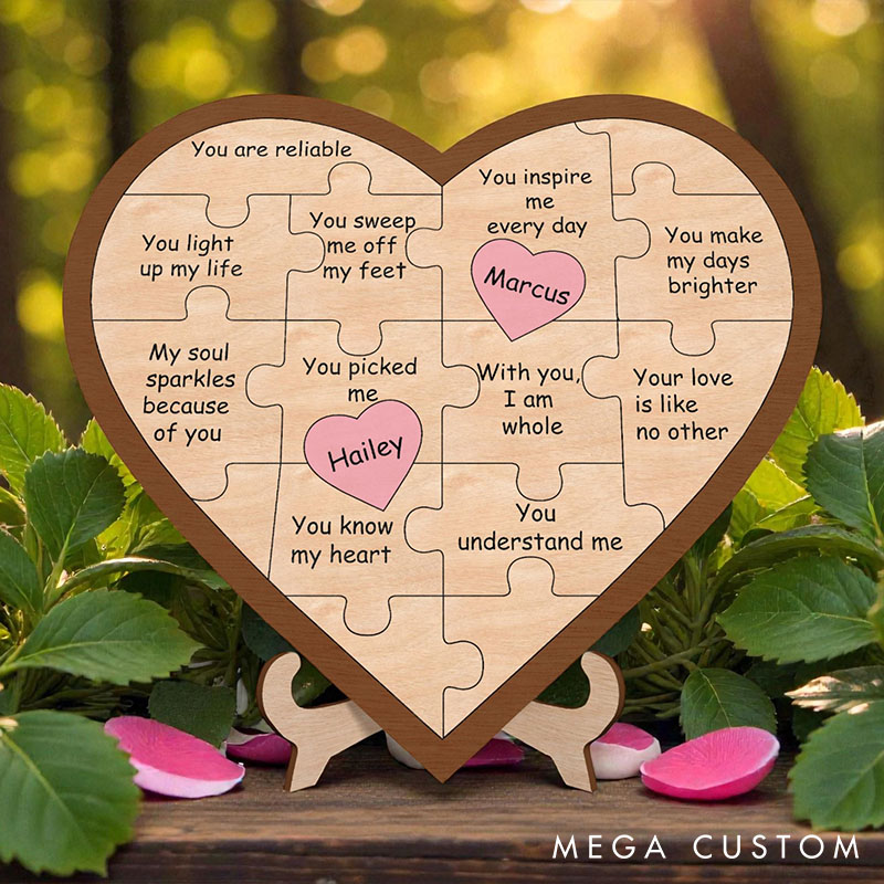 Personalized Heart Puzzle Sign Custom Couple Name Puzzle Pieces 11 Reasons for Love You Puzzle Frame Couple Anniversary Valentine's Gift