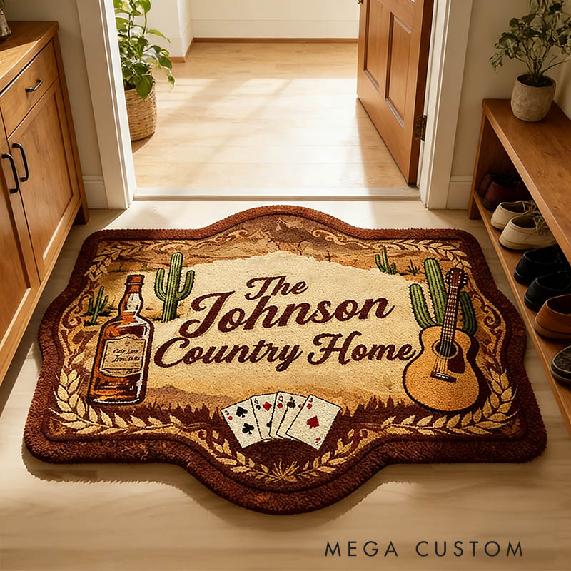 Personalized West Cowboy Guitar Home Doormat Country Music Home Doormat Custom Family Doormat New Home Gift Housewarming Gift Closing Gifts First Home Gifts Home Decor