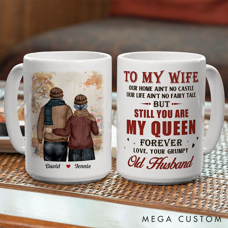 Personalized Mug for Wife My Queen Forever Custom Coffee Mug for Wife Anniversary Valentine's Cup for Woman Gift from Husband