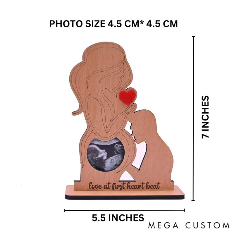 Personalized Couple Pregnancy Announcement Wood Sign Custom Baby Ultrasound Photo Table Decor Baby Reveal Sign for Expectant Parent Mom-Dad To Be Gift