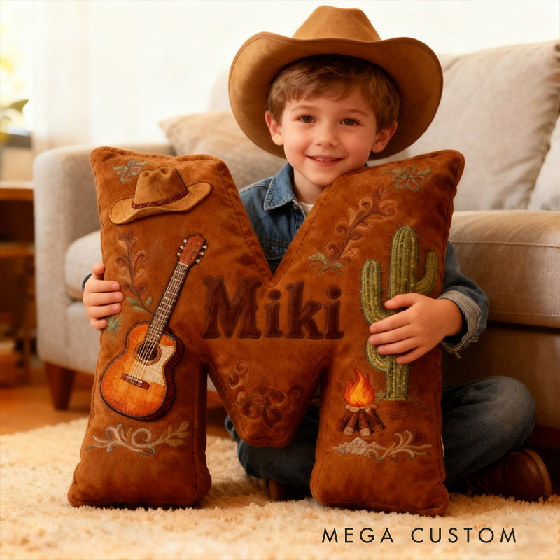 Personalized Graphic 3D Print Cowboy Hat and Guitar Country Music Throw Pillows Customizable with Your Name Perfect Gift for Her or Him for Music Lovers