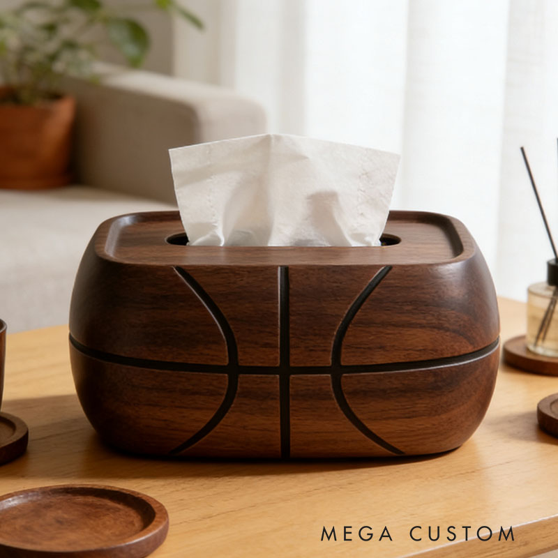 Handmade Wooden Basketball Tissue Box Funny Cartoon Decor