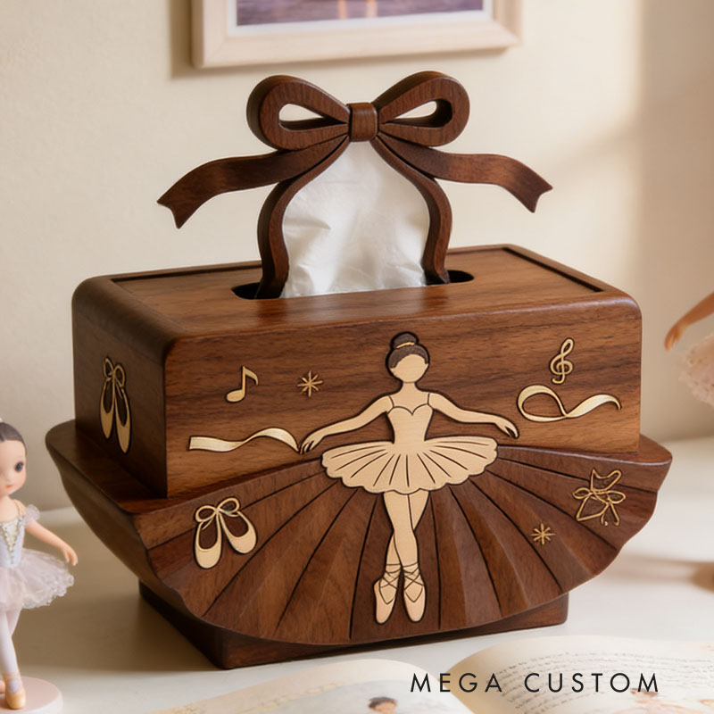 Handmade Wooden Ballet Tissue Box Funny Cartoon Decor