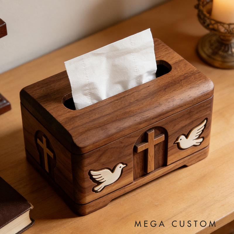 Handmade Wooden Christ Tissue Box Funny Cartoon Decor