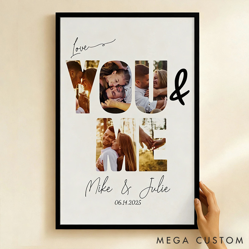 Personalized Couple You And Me Poster Custom Photo Names Anniversary Wall Art Valentine's Gift for Him Her Unique Keepsake Gift for Husband Wife