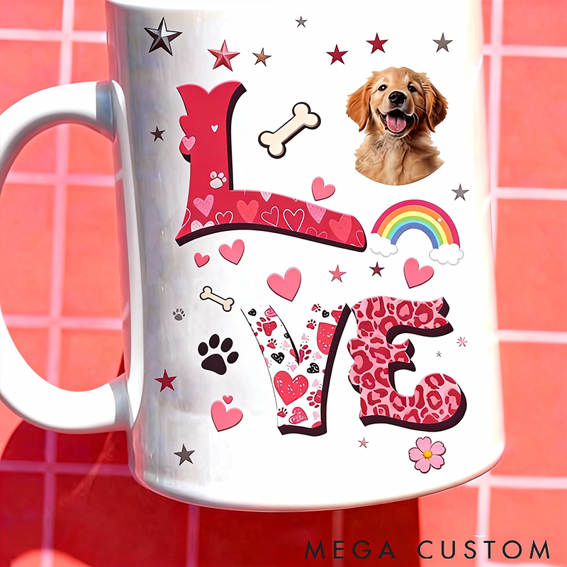 Personalized Pet Lover Love Heart Photo Mugs