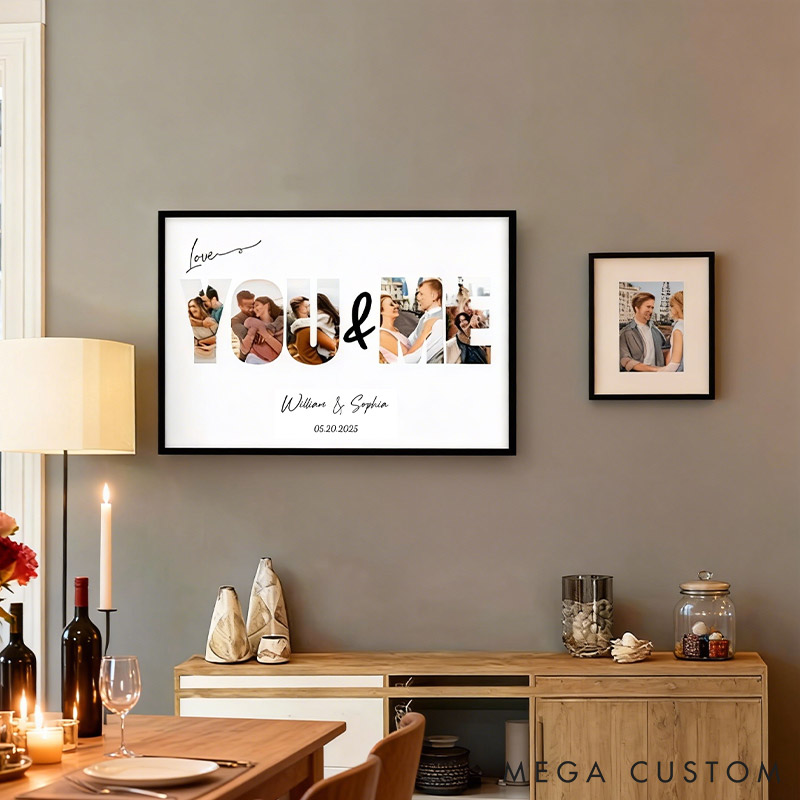 Personalized Couple You And Me Poster Custom Photo Names Anniversary Wall Art Valentine's Gift for Him Her Unique Keepsake Gift for Husband Wife