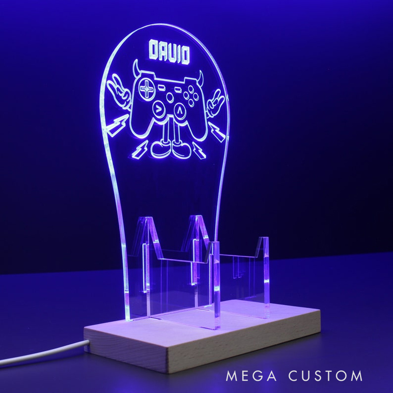 Personalized game stand night light for gamers Personalized Custom Controller LED Lamp -  RGB Gaming Desk Decor Gift