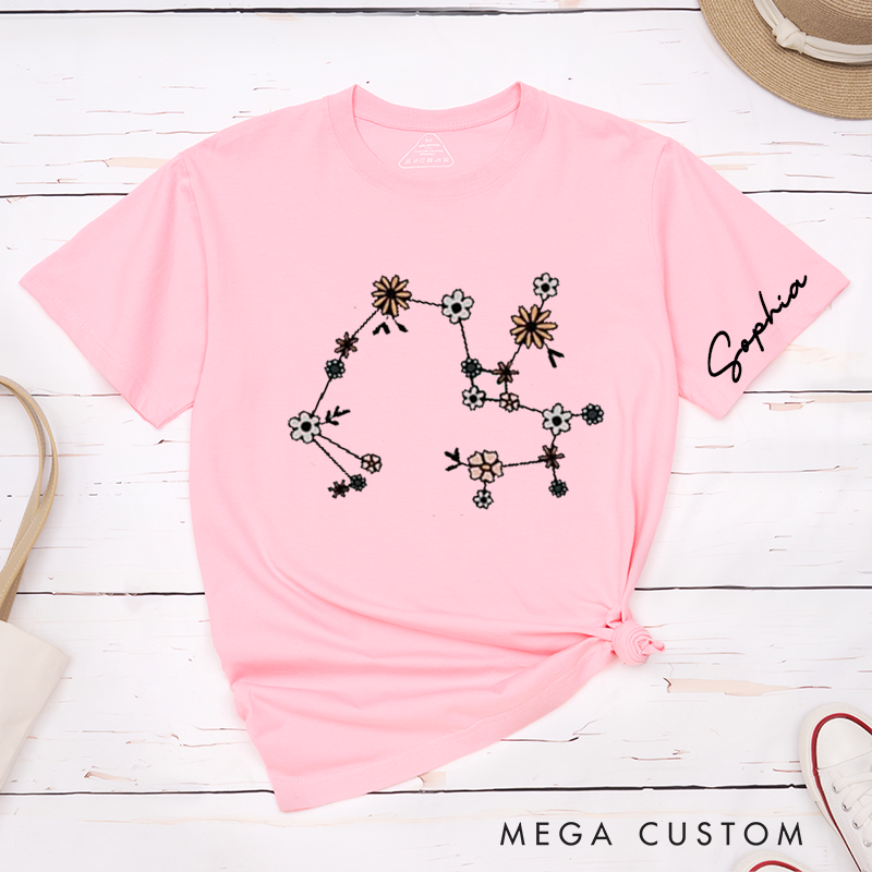 Personalized Sagittarius Classic T-Shirts Custom Zodiac Star Sign Unisex Gift for Horoscope Lover Birthday Present Unique Astrology Constellation