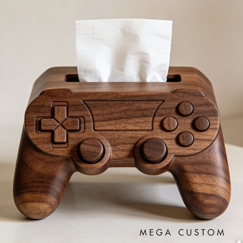 Handmade Wooden Gaming Controller Tissue Box Funny Cartoon Decor