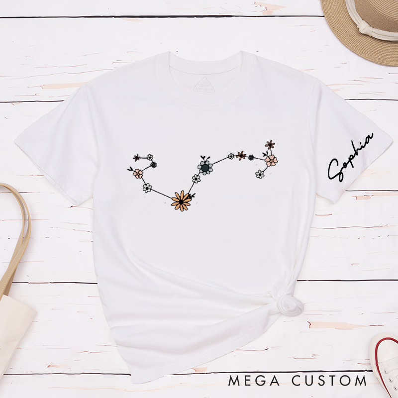 Personalized Scorpio Floral Constellation Classic T-Shirt Custom Zodiac Gift for Birthday Astrology Shirt Unisex Trendy Tee for Men and Women