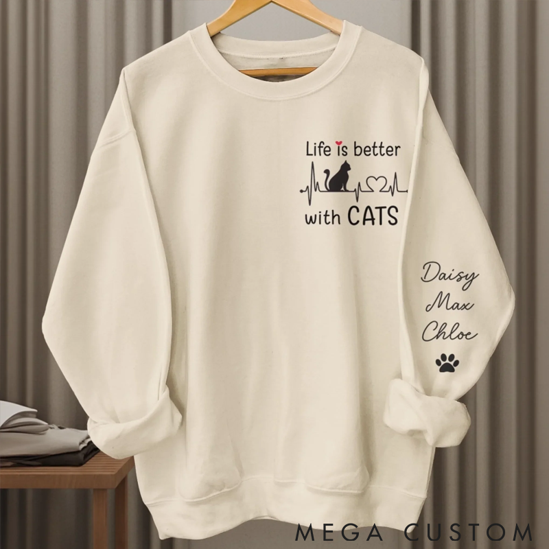 Personalized Cat Lover My Therapist has Whiskers Classic Sweatshirts