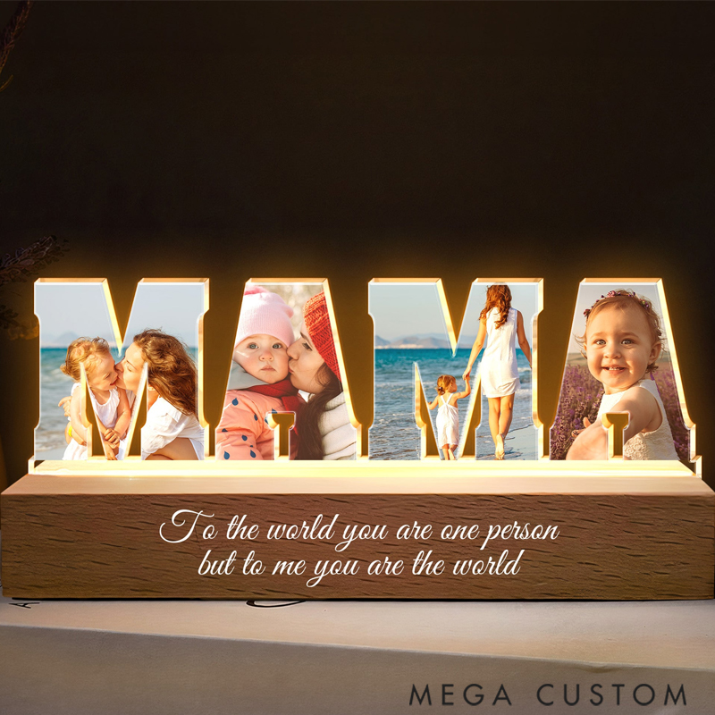 Personalized Upload Photo LED Mama Papa Night Light Special Gift for Daddy and Mommy