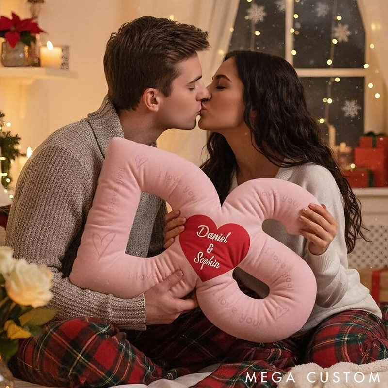 Personalized Couple Custom Initial Heart Throw Pillow Custom Names Couple Home Pillow Romantic Valentine's Day Gift for Girlfriend for Wife