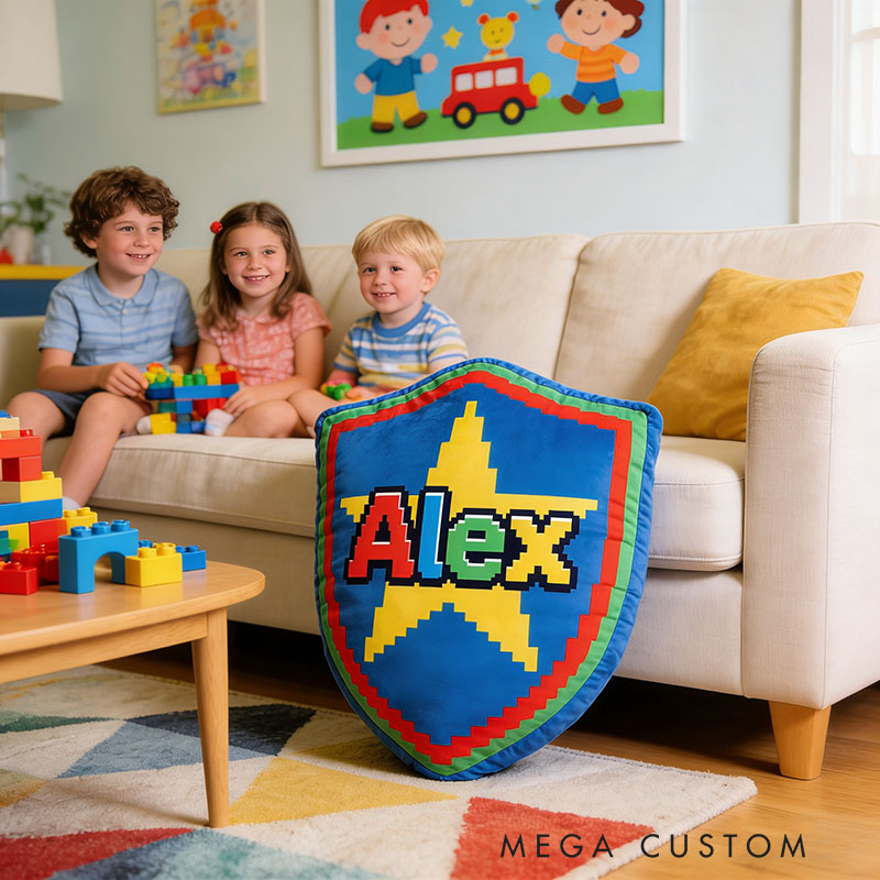 Personalized Game Shield Shaped Pillow for Game Lovers Plush Pillow Christmas Birthday Party Gift for Kids