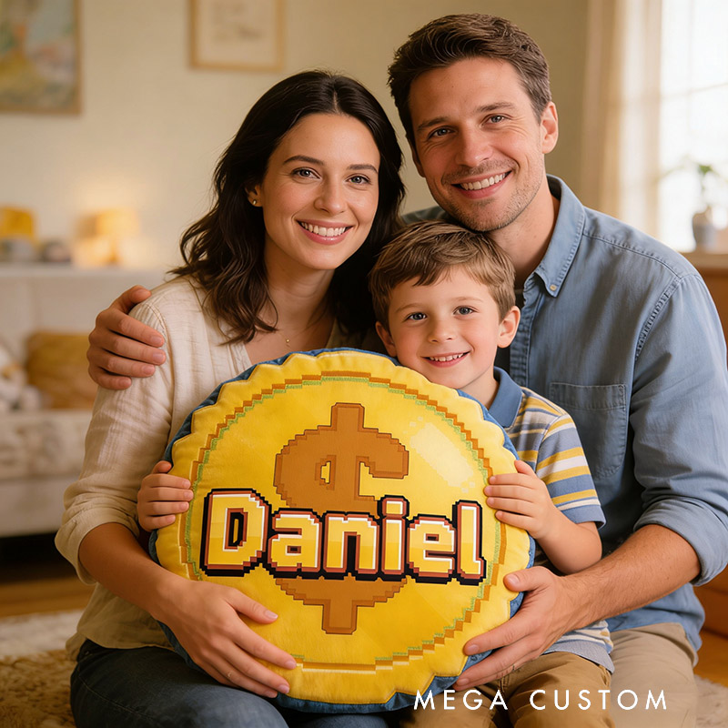 Personalized Game Coins Shaped Pillow for Game Lovers Plush Pillow Christmas Birthday Party Gift for Kids