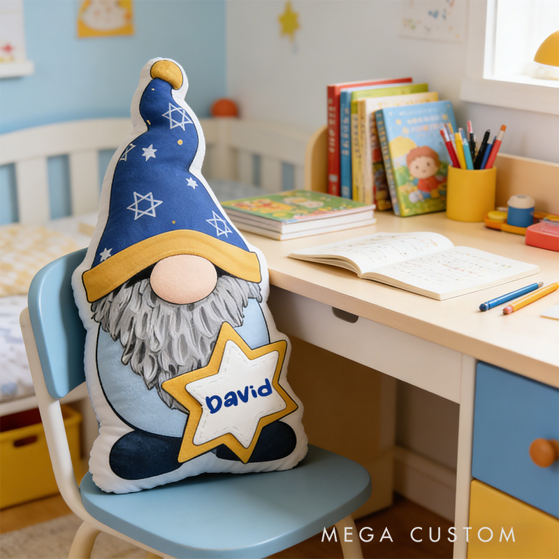 Personalized Hanukkah Gnome with Dreidel and Star of David Pillow Religious Home Decor Happy Hanukkah Gift for Jewish Family Gift for Kid