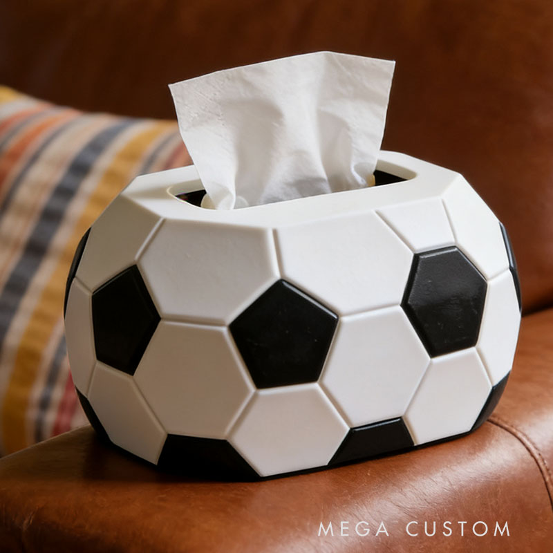 Football Tissue Box Cover 3D Printed Room Decor Cute Tissue Box Cover for Desk Room Kitchen or Bathroom