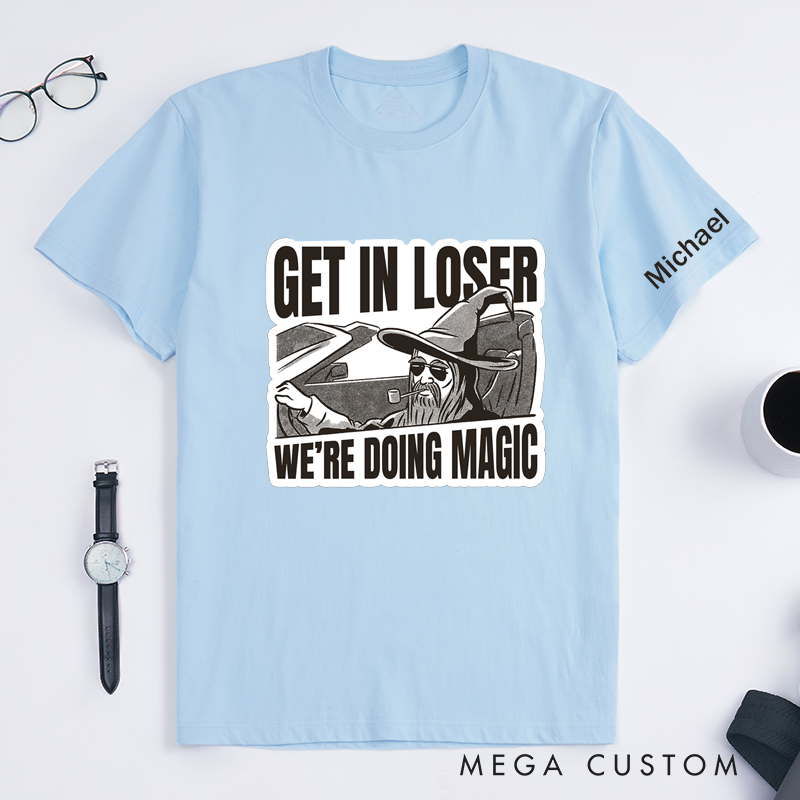 Personalized Wizard Magic Lover T-Shirt Classic Unisex Fun Graphic Tee Custom Name Gift for Fantasy Fans Friends Unique Cool Magical Humor Shirt