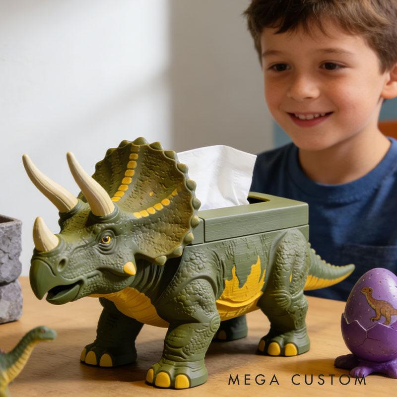Dinosaur Tissue Box Cover 3D Printed Room Decor Cute Tissue Box Cover for Desk Room Kitchen or Bathroom