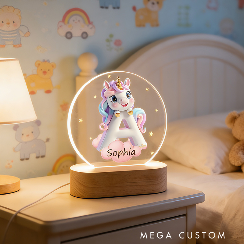 Personalized Initial Letter Custom Name Soft Glow Decorative Gift Magical Princess Style Cozy Nursery Room Dream Star Night Light