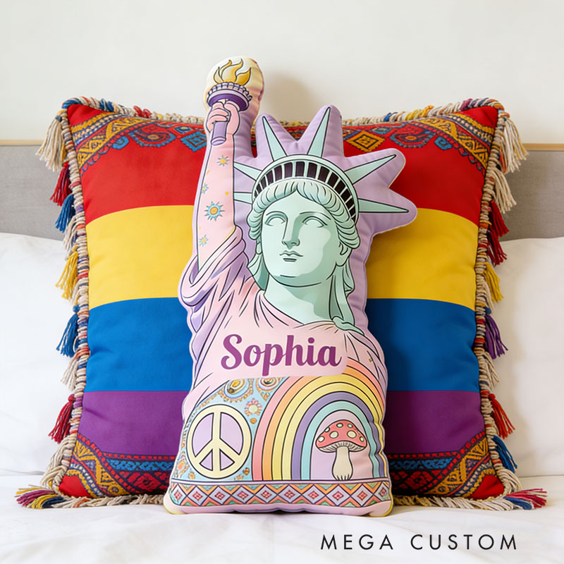 Personalized Statue of Liberty Shaped Pillow Exquisite Hippie Style Customized Name Pillow Perfect for Christmas Birthday Parties for Her for Kids